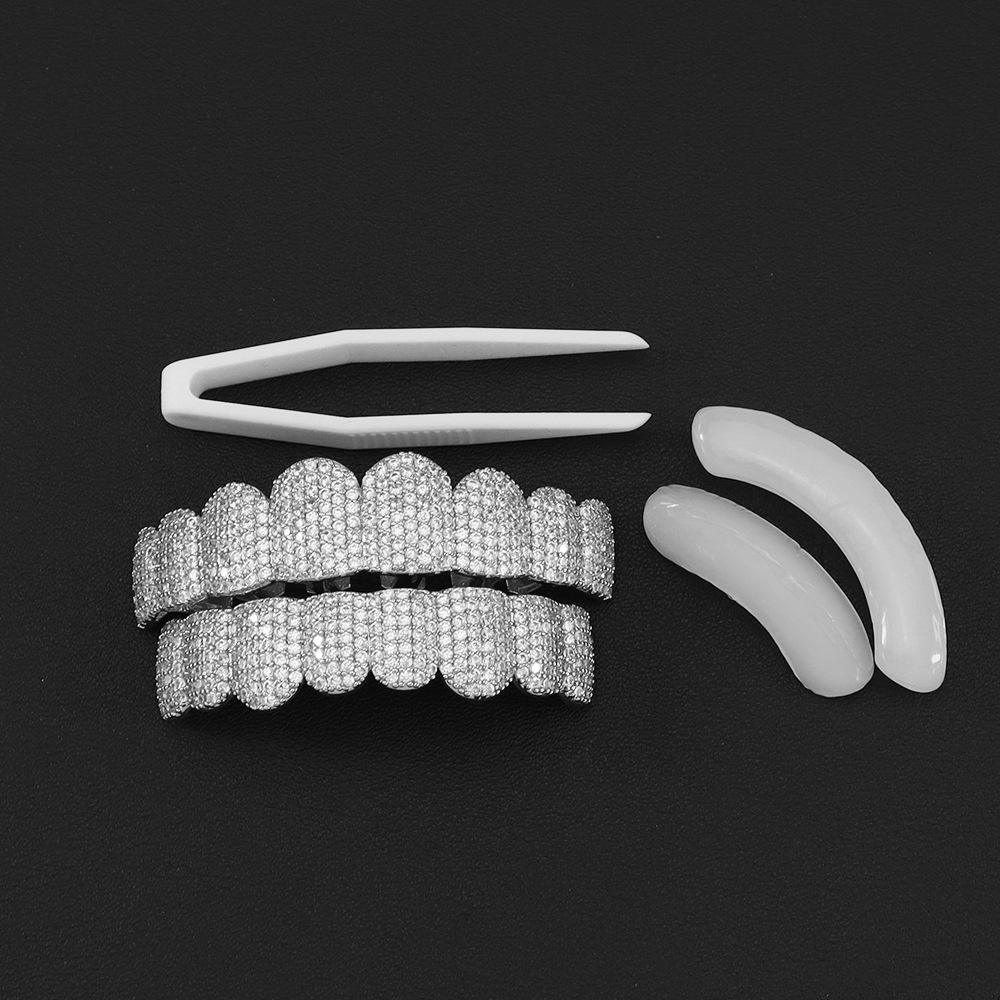 Street Fashion Jewelry - Silver Plated Full Iced Out CZ