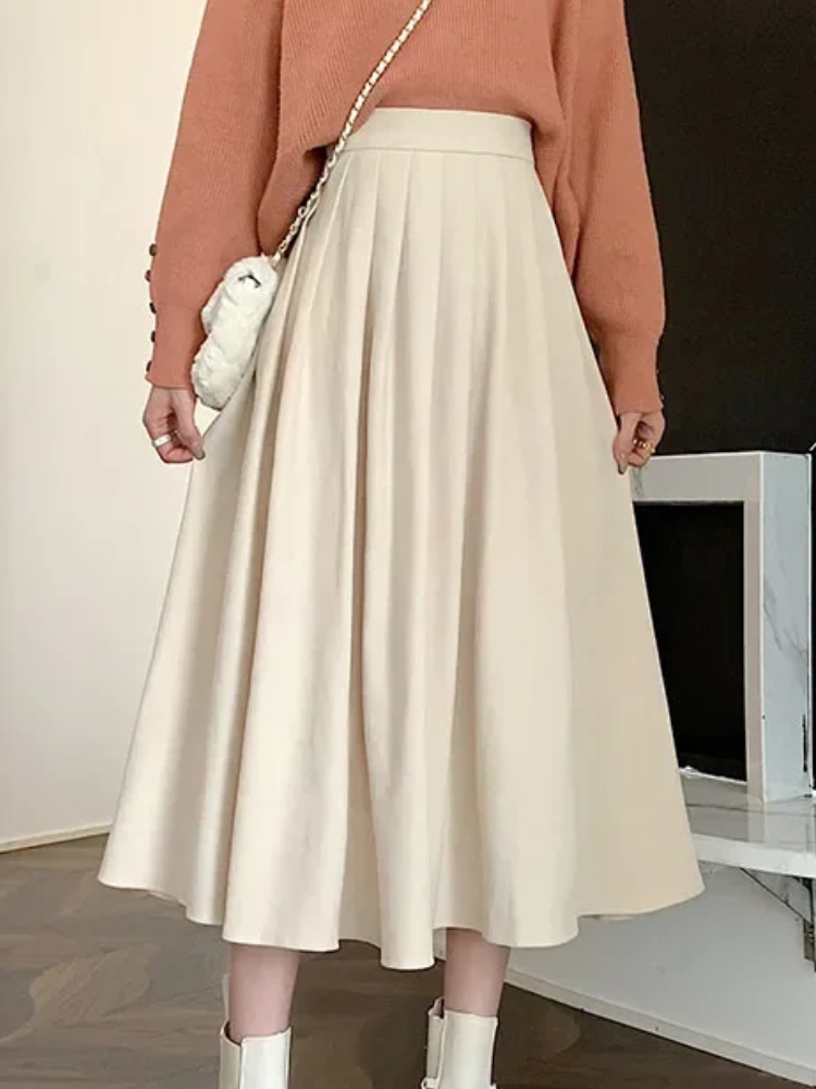 Street Fashion Korean Girl - Women's Vintage Pleated Skirt High Waist