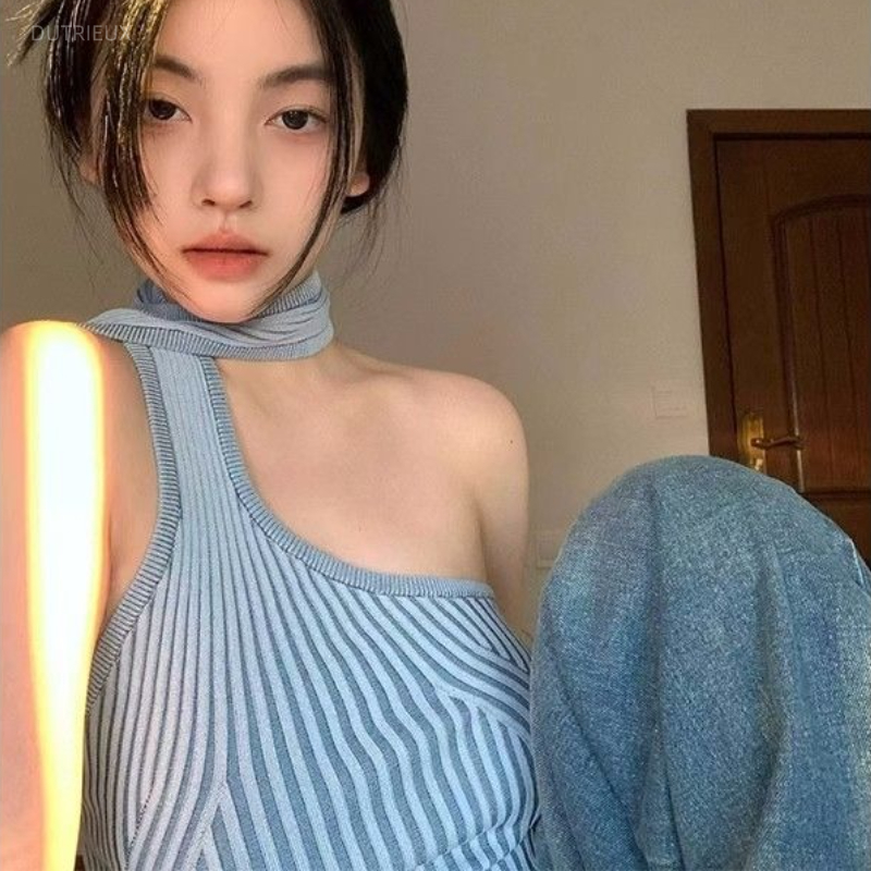Street Fashion Korean Girl - Niche Korean Fashion Summer Lrregular Halter