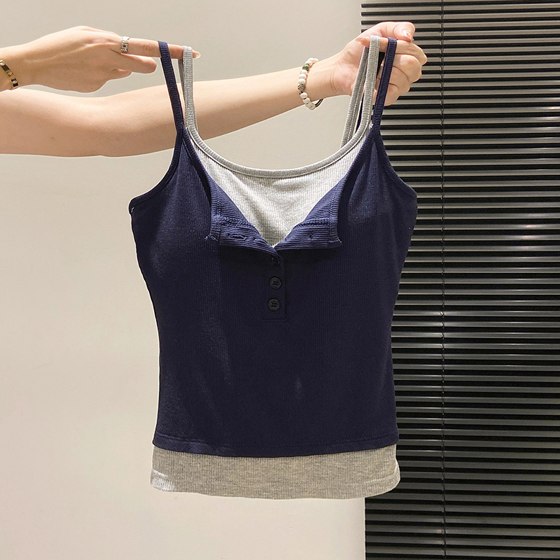 Fashion Fake Two Piece Camisol - Street Fashion Korean Girl review and price