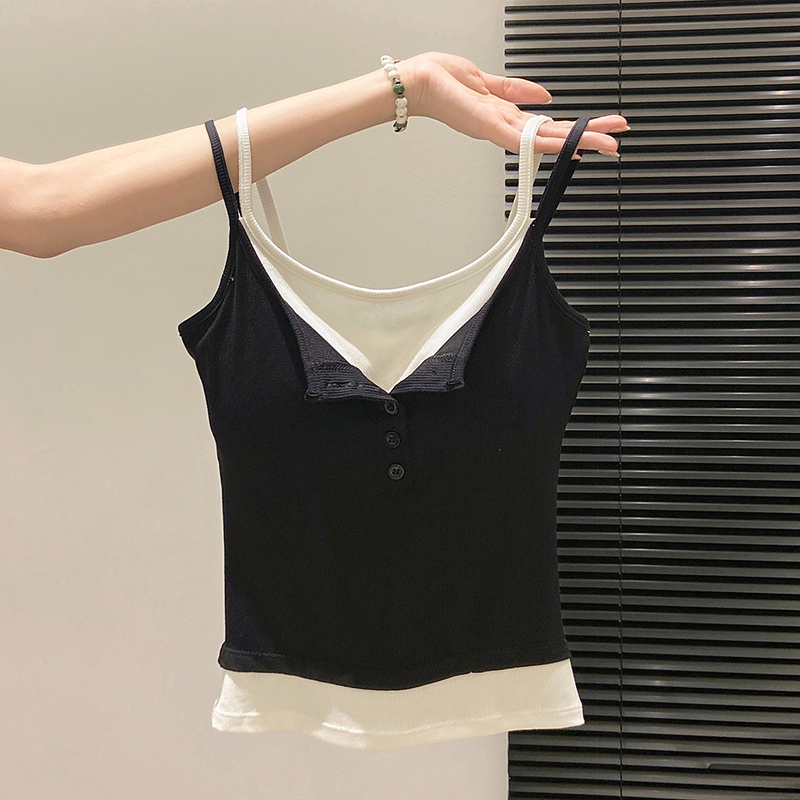 Fashion Fake Two Piece Camisol - Street Fashion Korean Girl review and price