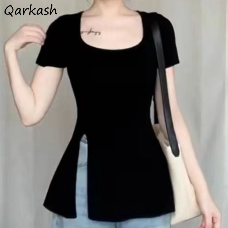 Summer T-shirts for Women Slit - Street Fashion Korean Girl review and price