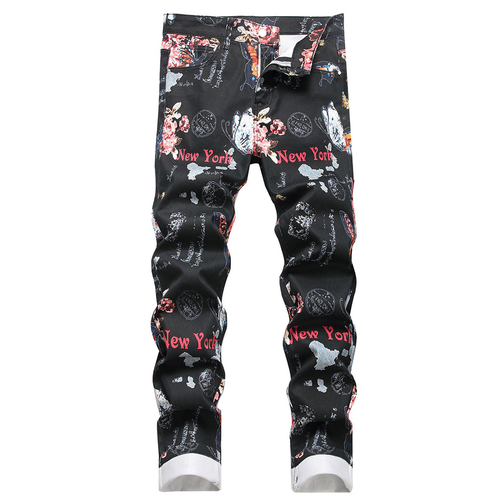Men Digital Print Jeans Fashio - Street Fashion New York review and price