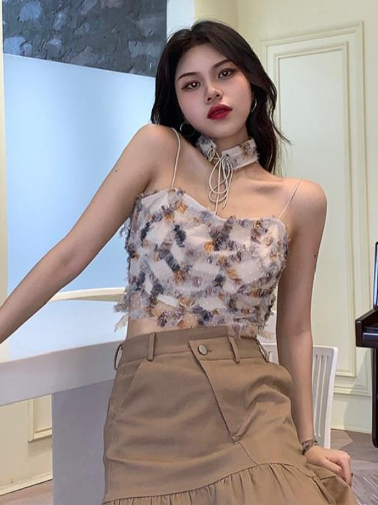 Camis Women Summer Print Crop  - Street Fashion Korean Girl review and price
