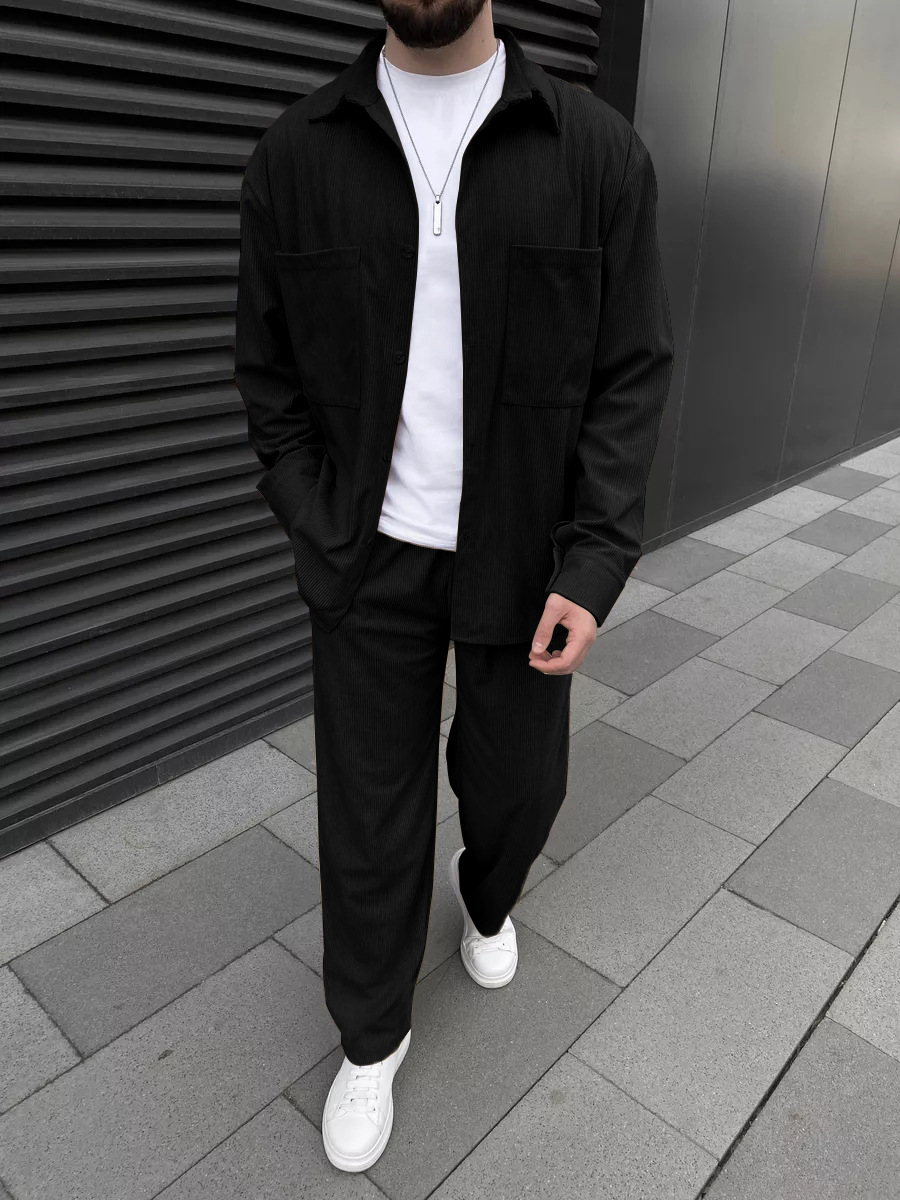Men's corduroy two-piece outfi - Street Fashion Outfit For Men review and price