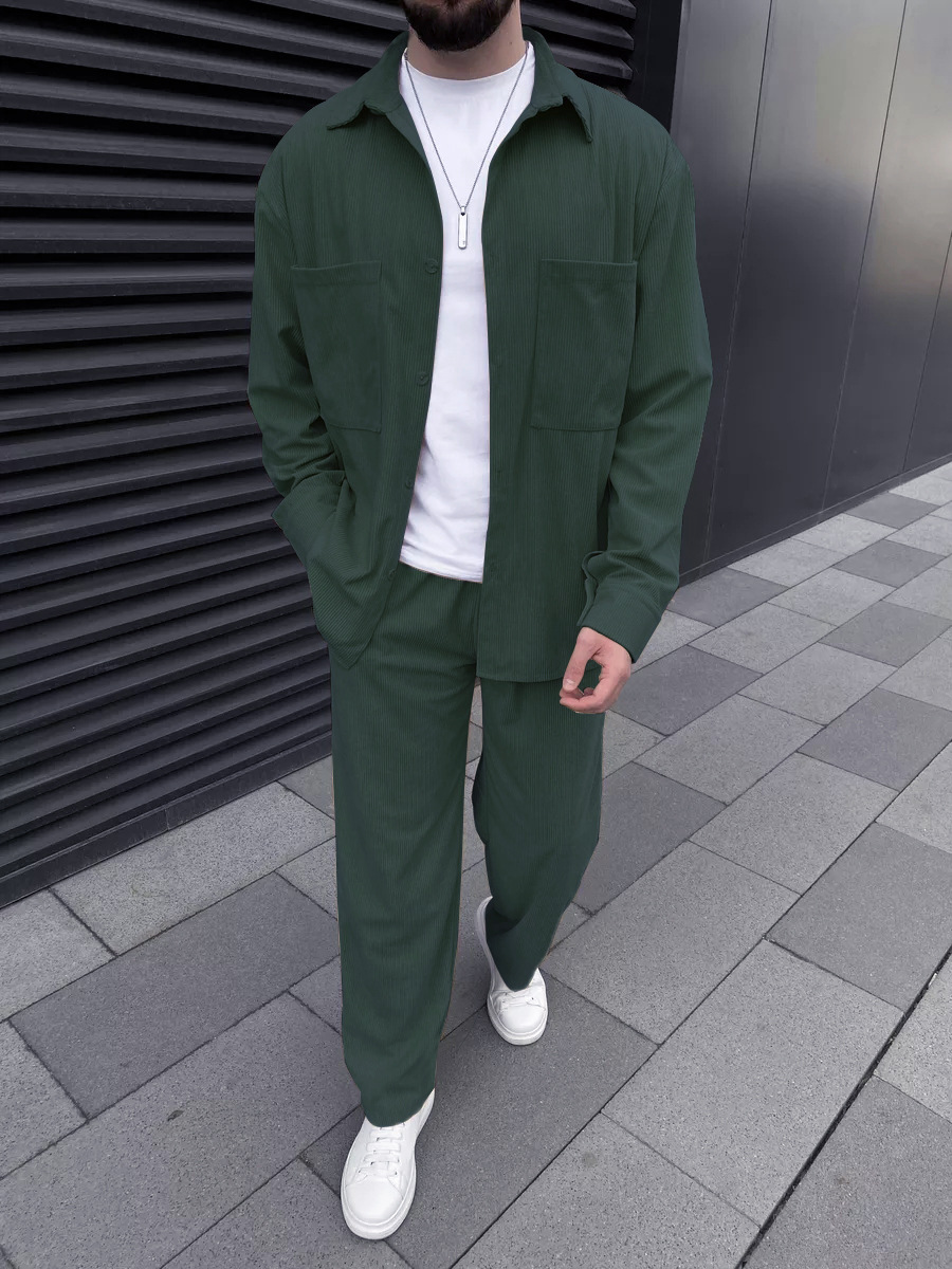 Men's corduroy two-piece outfi - Street Fashion Outfit For Men review and price