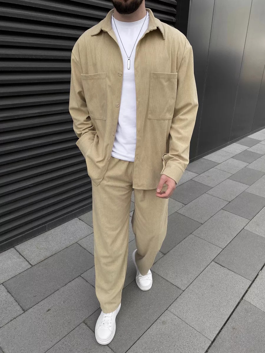 Men's corduroy two-piece outfi - Street Fashion Outfit For Men review and price