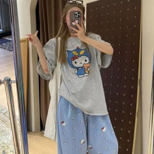 Short Sleeved Hello Kitty Prin - Street Fashion Designer review and price