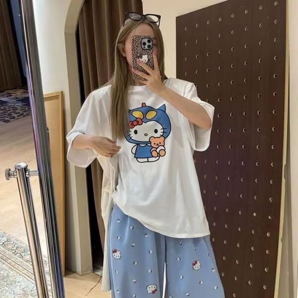 Short Sleeved Hello Kitty Prin - Street Fashion Designer review and price