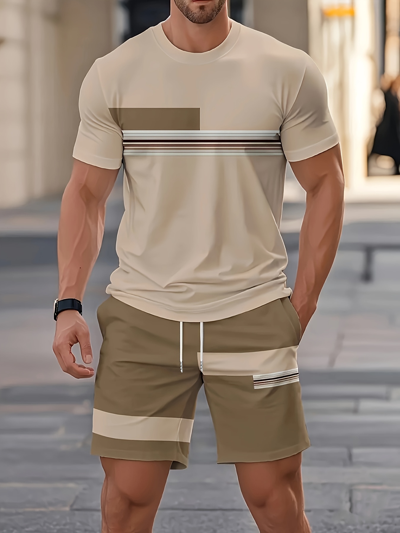 Summer Men's Sets Casual O-nec - Street Fashion Outfit For Men review and price