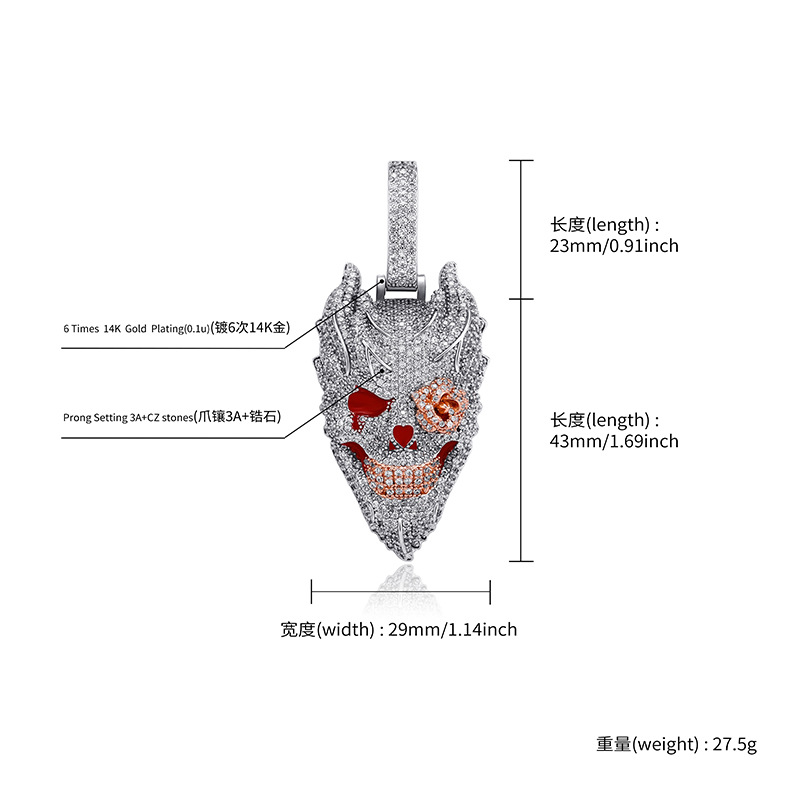 Silver Plated Devil Skull Pend - Fashion Street Singapore review and price