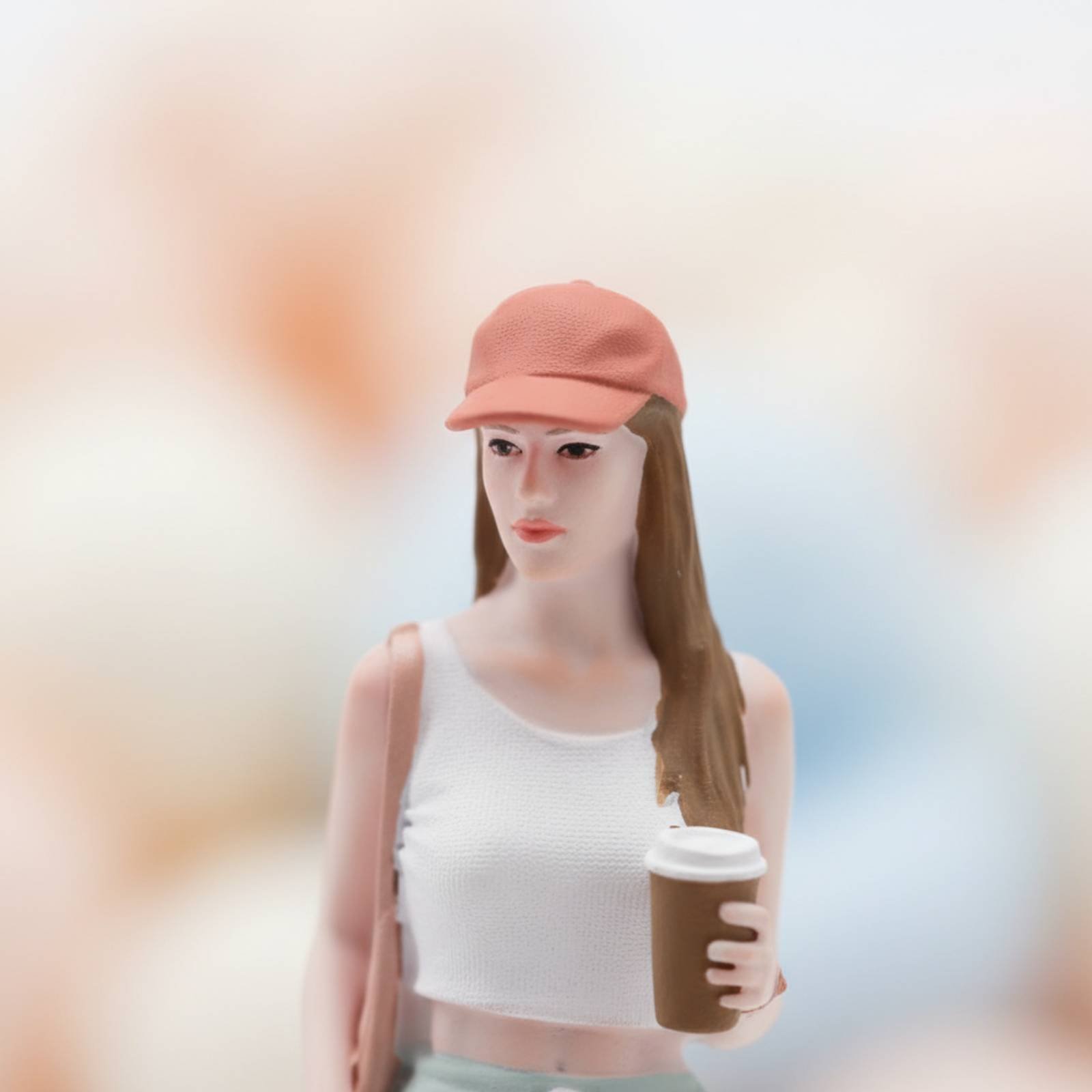 Girl Figure Holding Coffee Col - Street Fashion Pose review and price