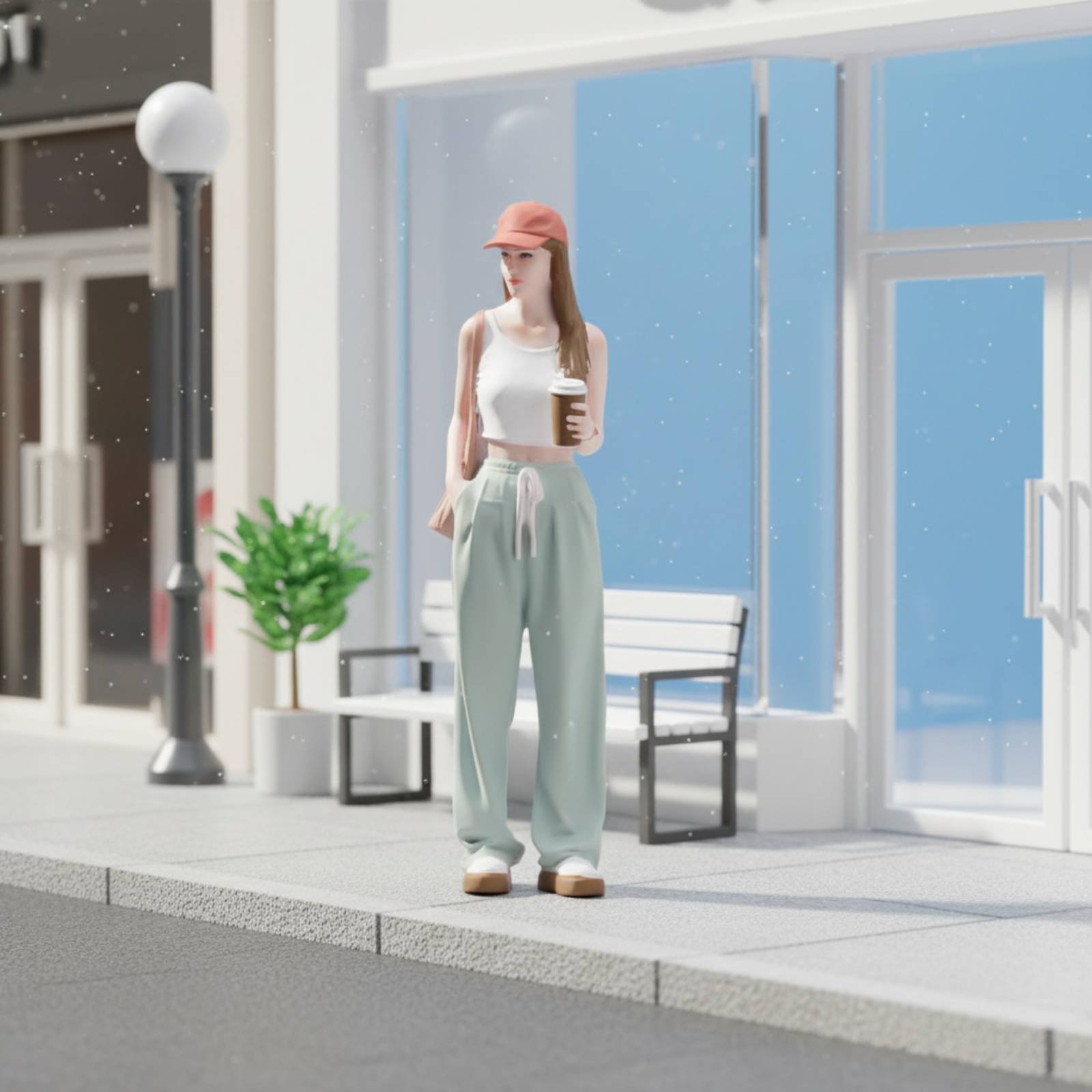 Girl Figure Holding Coffee Col - Street Fashion Pose review and price