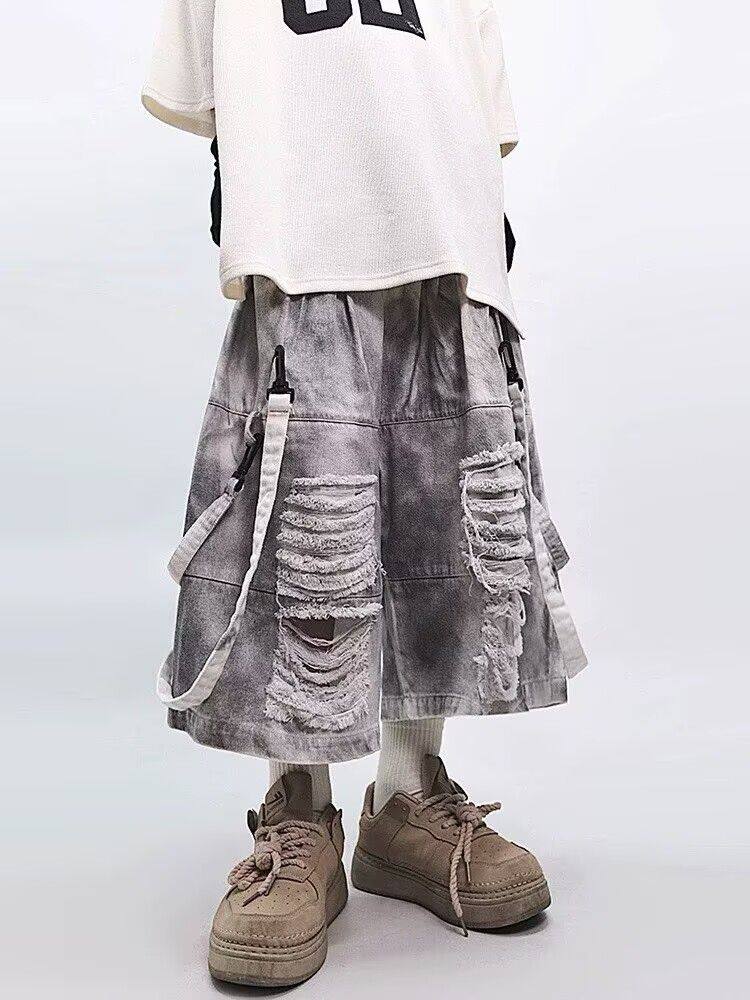 Retro Hip-hop Men's Ripped Jea - Street Fashion Style Male review and price
